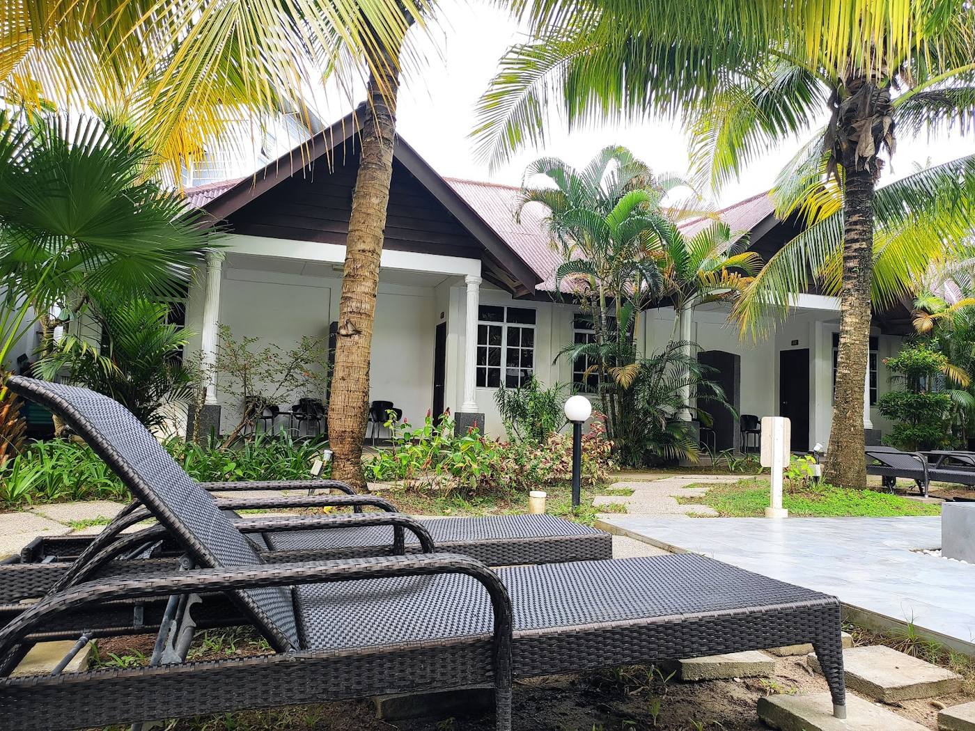 Garden chalets with timber roofs